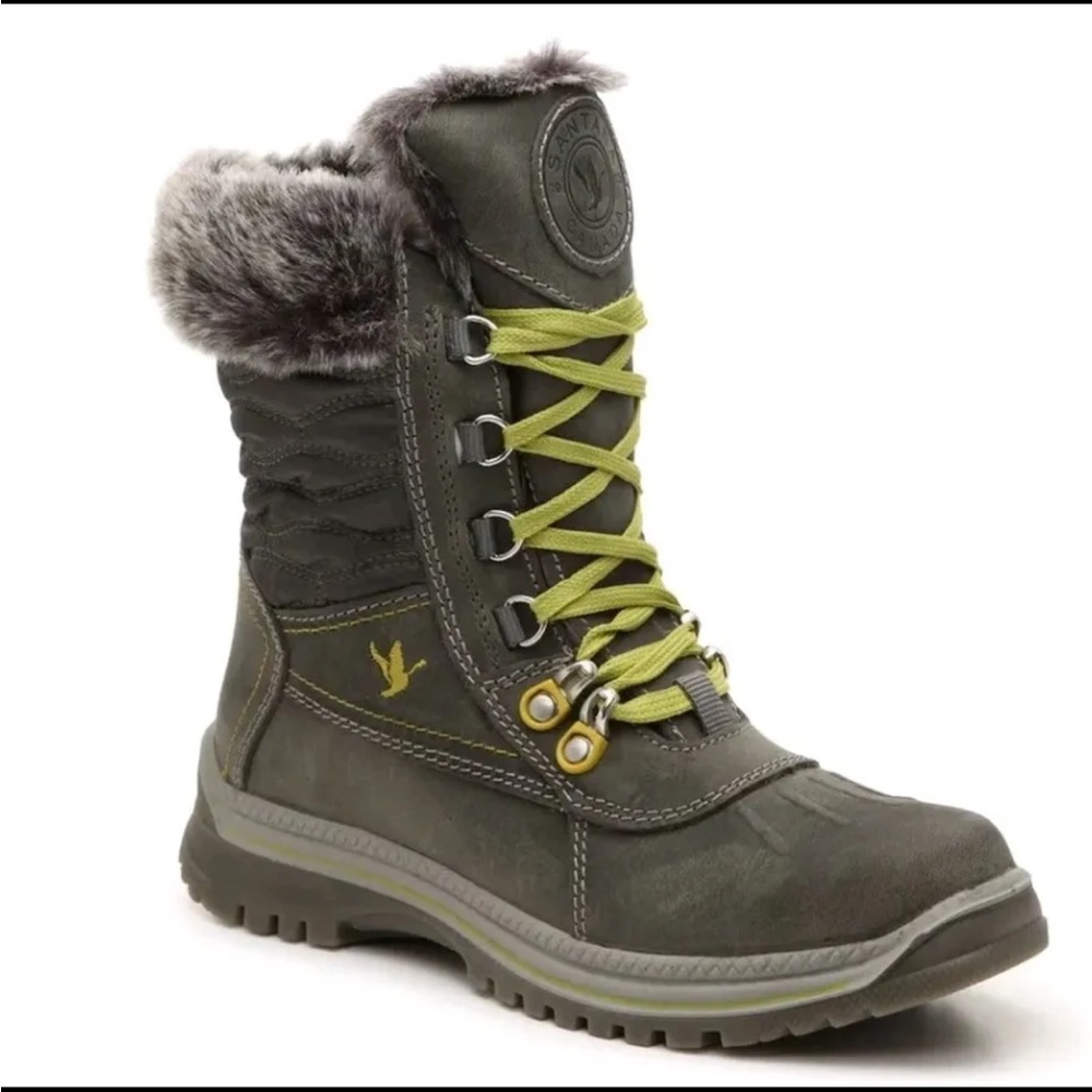 SANTANA CANADA Maldine2 Size 10 Gray Leather Weatherproof Snow Boots